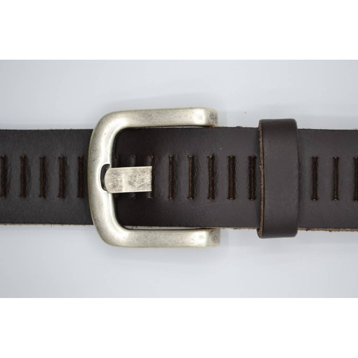 split lederen 40mm donker bruine casual perforatie riem