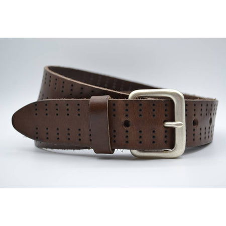 4cm triple dot gelaserde bruine volnerf lederen riem