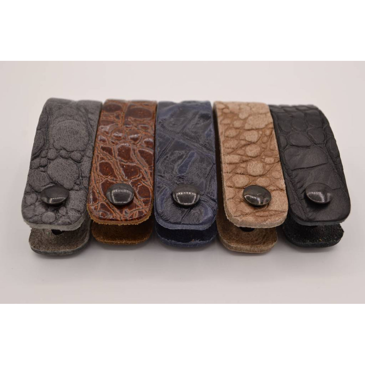 Blauwe  croco echt lederen sleutelhanger