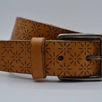 Ster gelaserde cognac echt lederen riem 