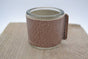 Kaarsenhouder voor theelicht. Glas en taupe leer