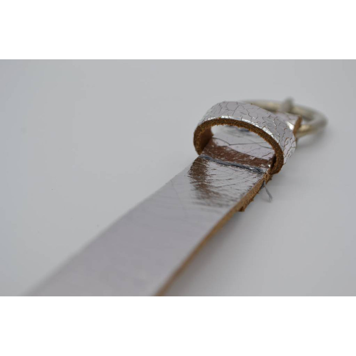 Used look zilveren echt lederen kinder riem