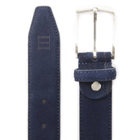 blauwe 35mm brede suede lederen riem 