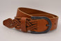 Cognac Jeans riem met slingerpunt