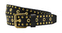 Zwarte soepele riem met gouden ringen en studs