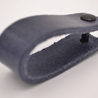 blauwe echt lederen sleutelhanger 