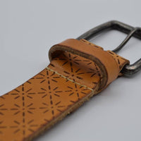 Ster gelaserde cognac echt lederen riem 