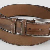 Nette taupe riem met contrast stiksel.
