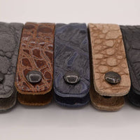Cognac croco echt lederen sleutelhanger