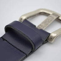 split lederen 40mm donker blauwe casual perforatie riem