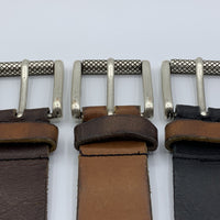 Stoere zwarte riem met gewassen vintage leer