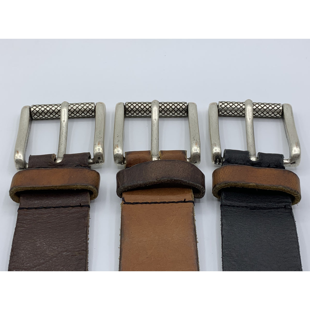 Stoere zwarte riem met gewassen vintage leer