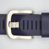 split lederen 40mm donker blauwe casual perforatie riem