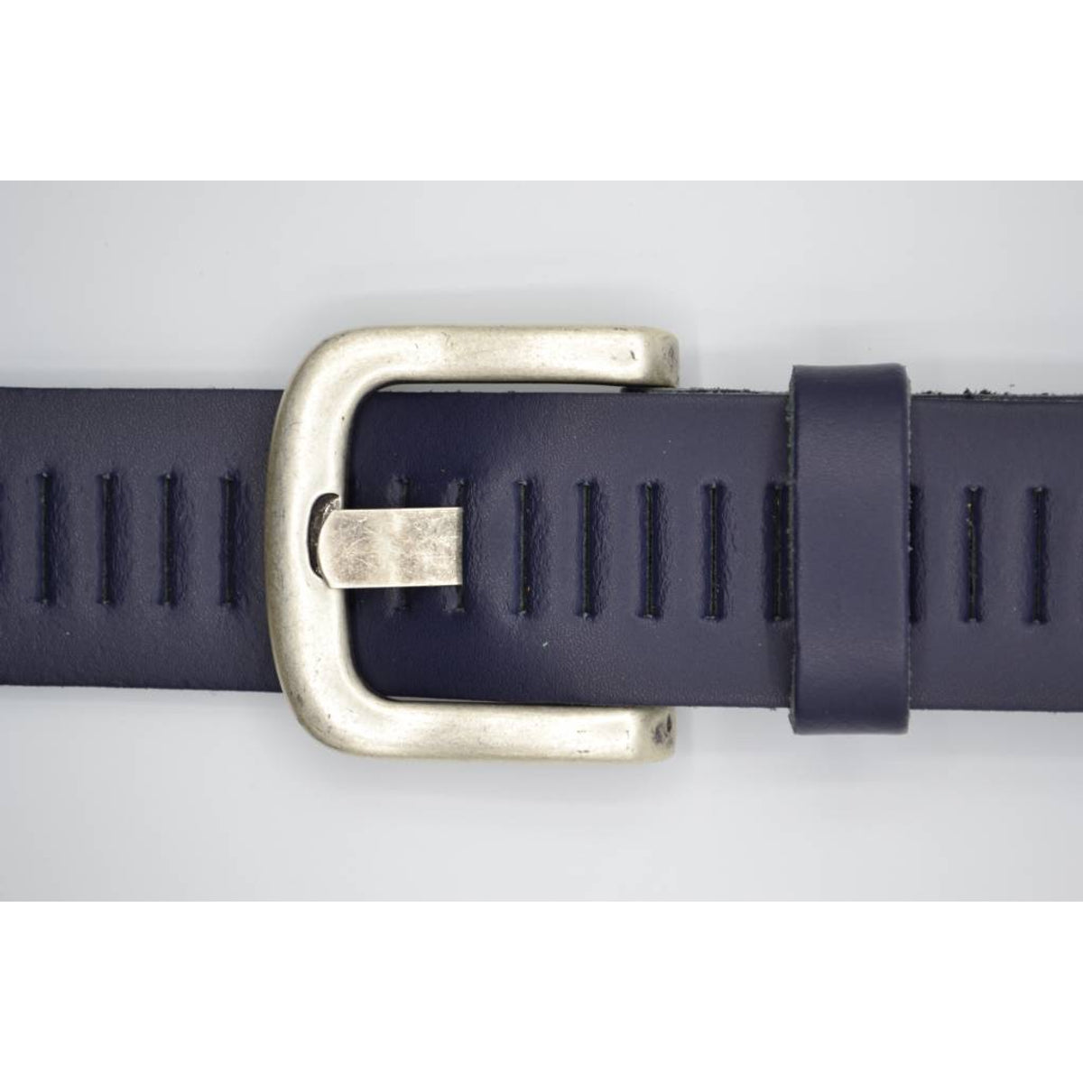 split lederen 40mm donker blauwe casual perforatie riem