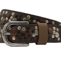 Bruine S Oliver riem vol met verschillende studs. 