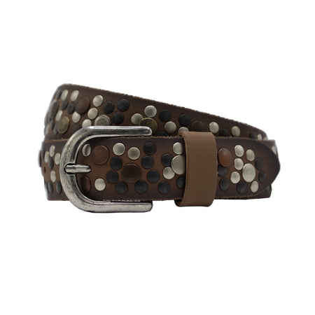Bruine S Oliver riem vol met verschillende studs. 