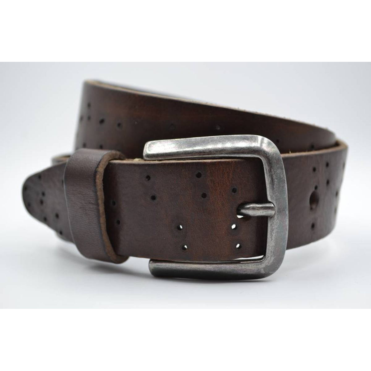 35mm bruine kinder riem met gebrande gaatjes 