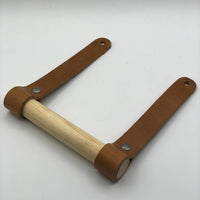 Luxe toiletrol houder van hout en Italiaans leer