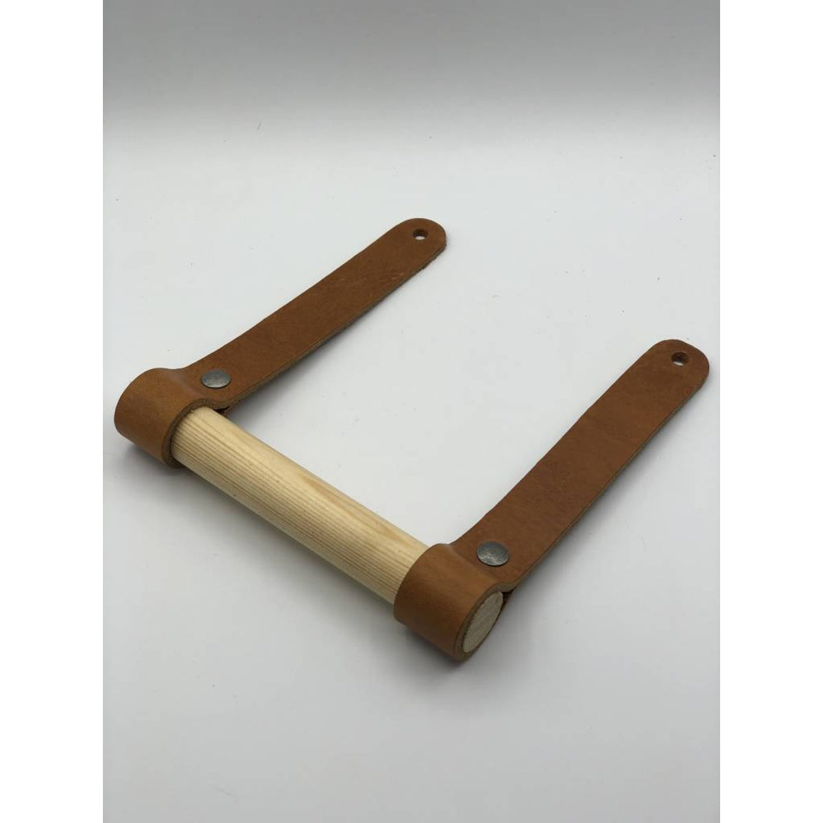 Luxe toiletrol houder van hout en Italiaans leer