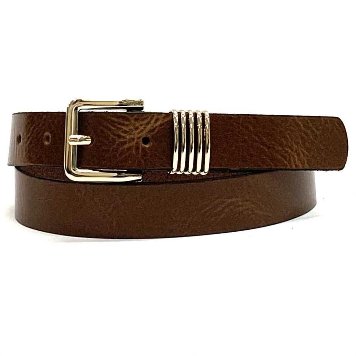 Joss mode 2.5 cm brede riem met gouden lussen en gesp