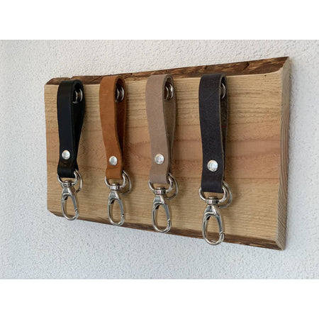 Sleutelplank inclusief 4 sleutelhangers van echt leer