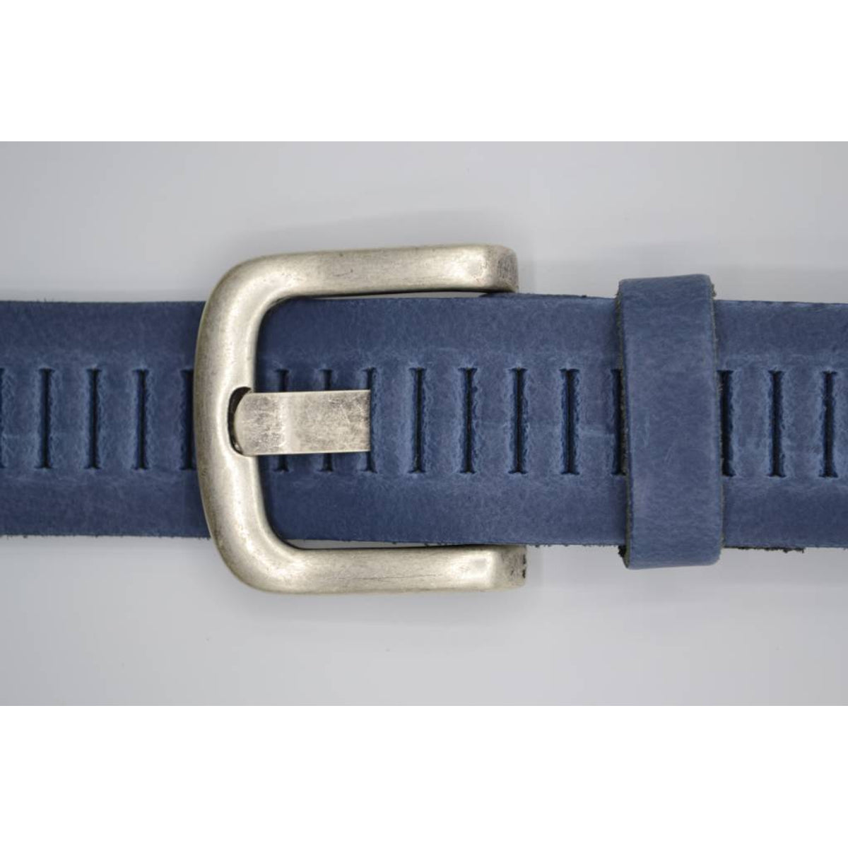 split lederen 40mm blauwe casual perforatie riem