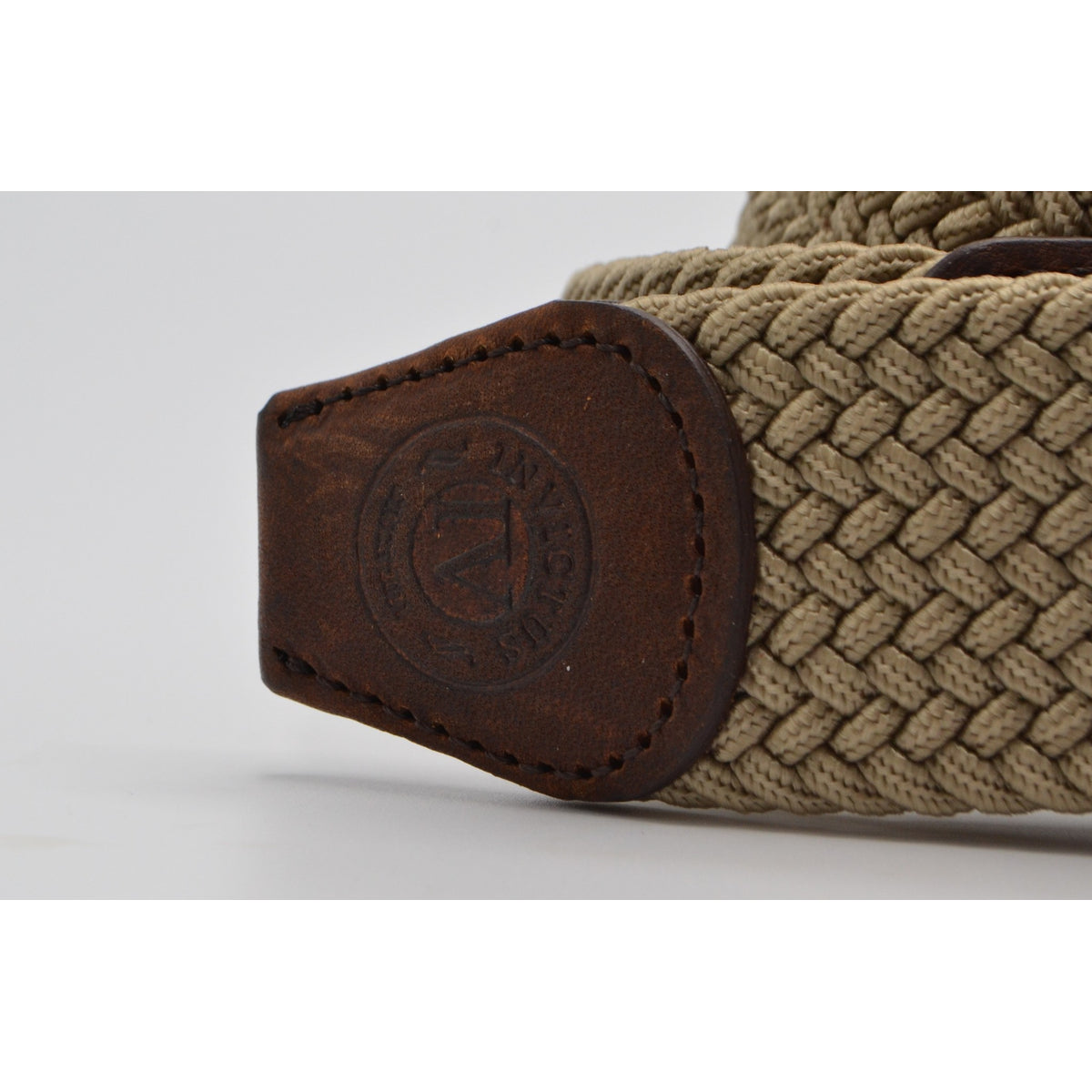 Khaki stretch gevlochten riem. 