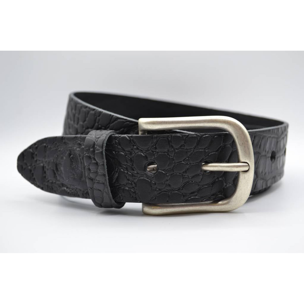 4cm croco zwart italiaans volnerf lederen casual riem