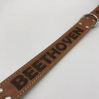 Hondenhalsband met naam 60cm cognac echt Italiaans leer 