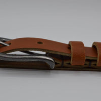 cognac 20mm brede riem met dubbele lus 