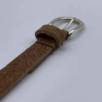 smalle cognac damesriem met slangen print
