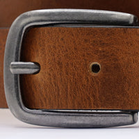 3.5cm brede cognac riem van Italiaans nerf leer .