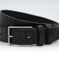 3,5cm luxe Kroko print zwarte leren riem 