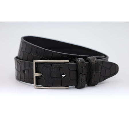 3,5cm luxe Kroko print zwarte leren riem 