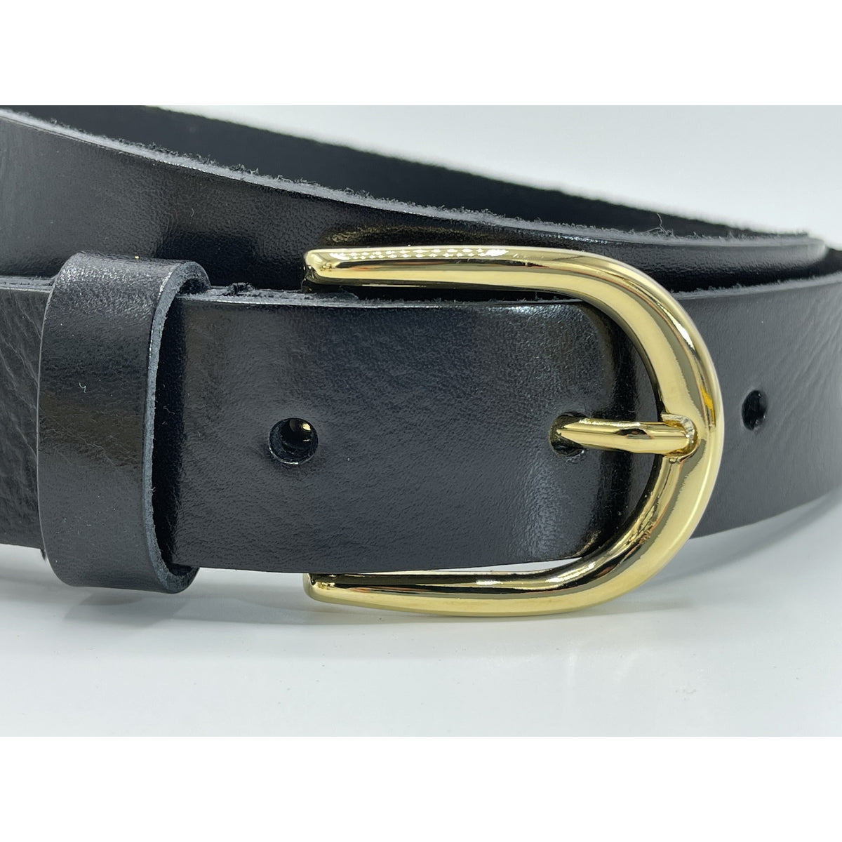 Zwarte 35mm brede riem met gouden gesp