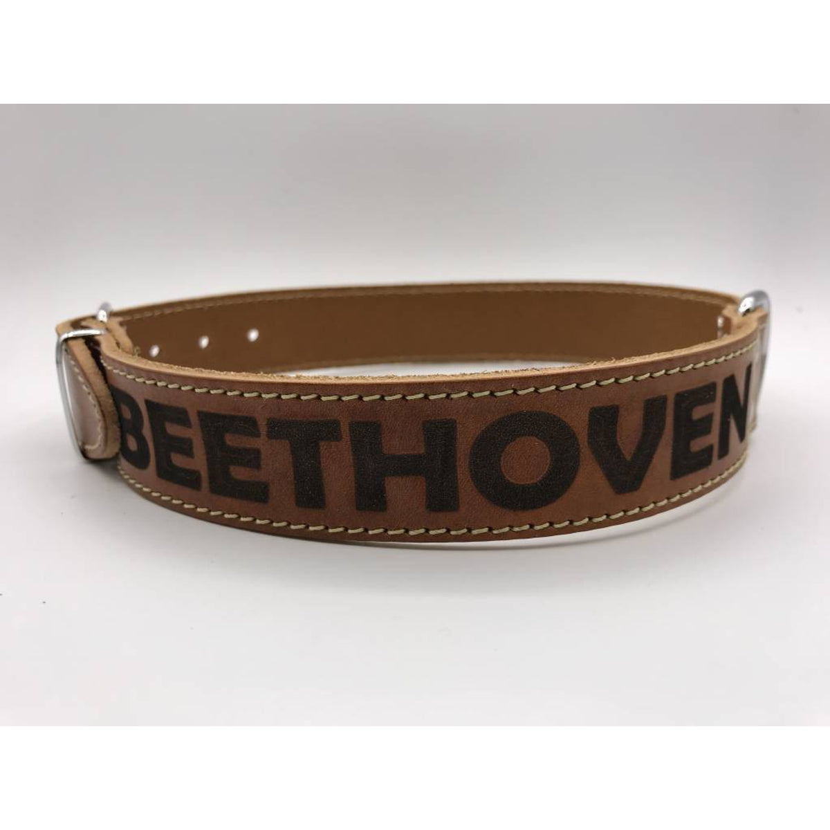 Hondenhalsband 45cm cognac echt Italiaans leer 
