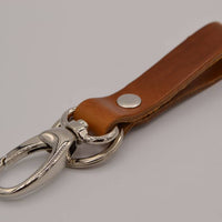 Cognac echt lederen sleutelhanger 