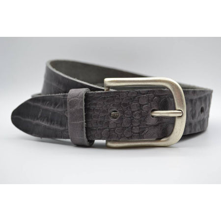 4cm croco grijs italiaans volnerf lederen casual riem