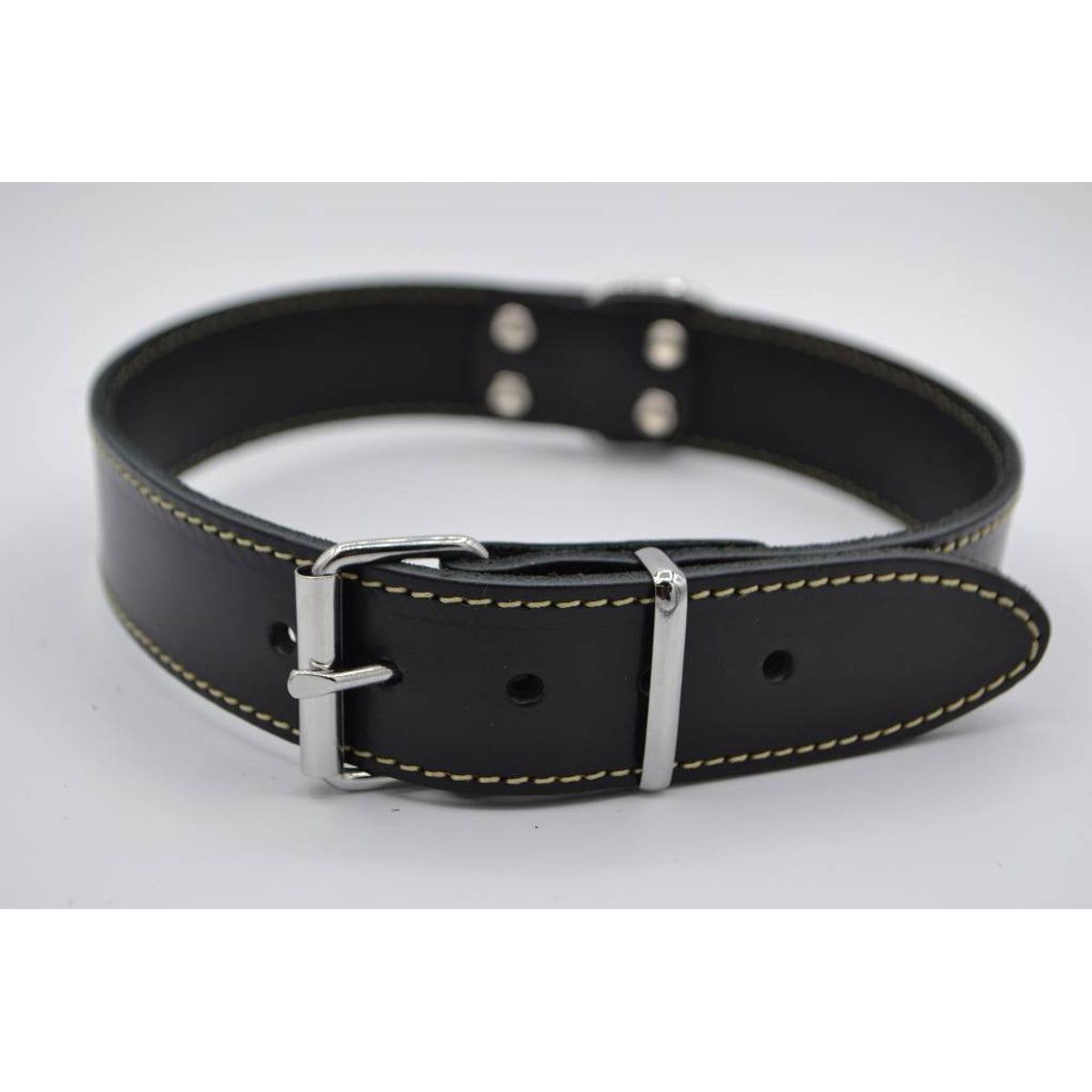 Hondenhalsband 50cm zwart echt Italiaans leer