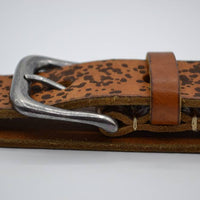 3cm cognac kinder riem met vlekprint