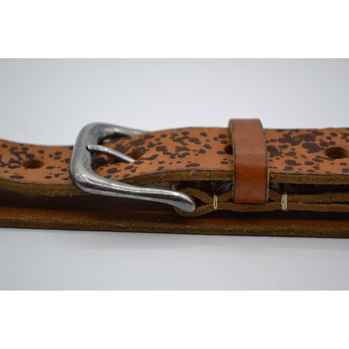 3cm cognac kinder riem met vlekprint