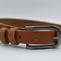cognac 20mm brede riem met dubbele lus 