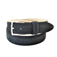 Blauwe suede 35mm brede riem.