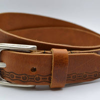 cognac riem met fietskettingprint