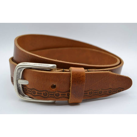 cognac riem met fietskettingprint