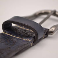 blauwe bloemlaser echt lederen riem