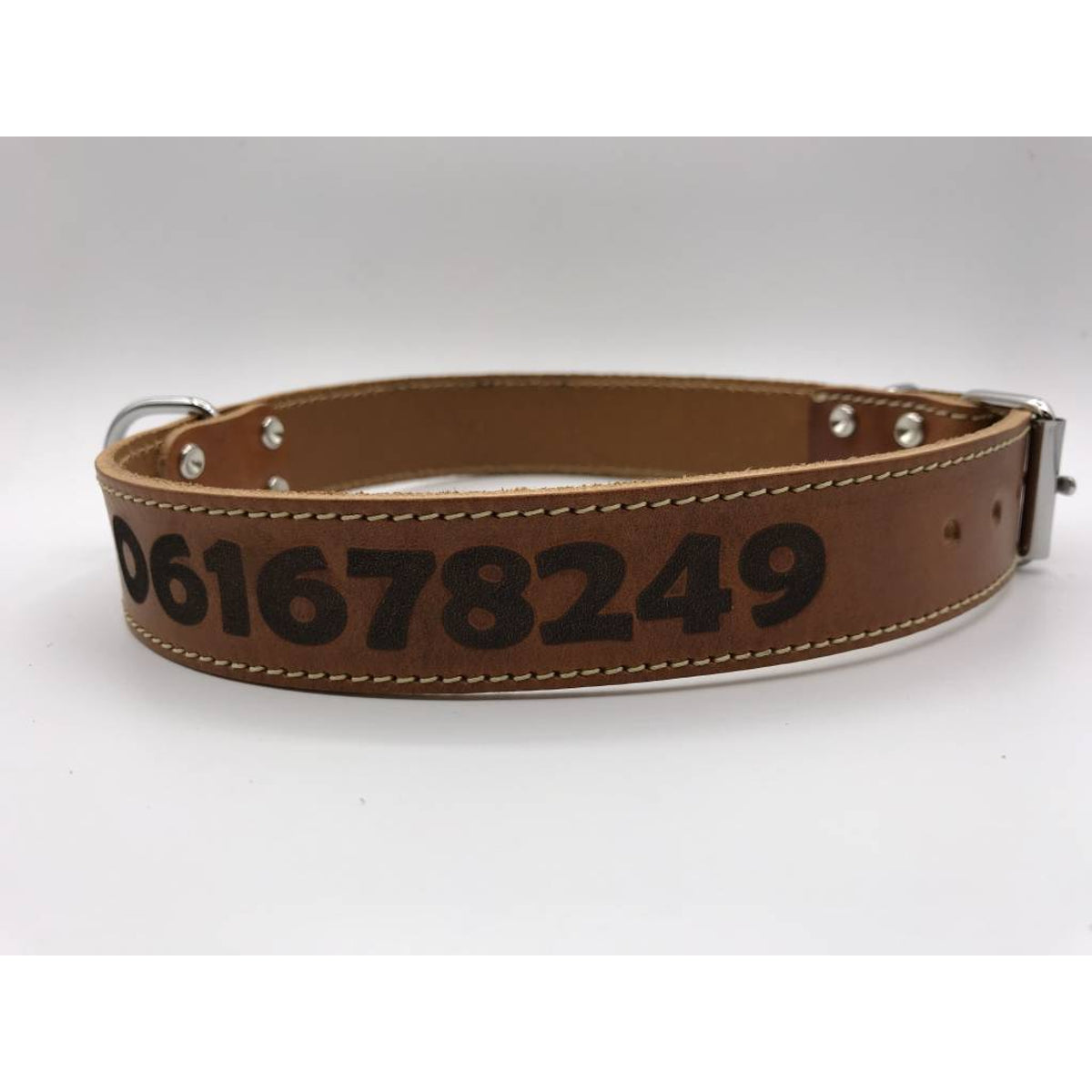 Hondenhalsband 45cm cognac echt Italiaans leer 