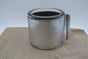 Kaarsenhouder voor theelicht. Glas en grof zilver leer