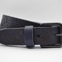 gelaserde blauwe echt lederen riem 