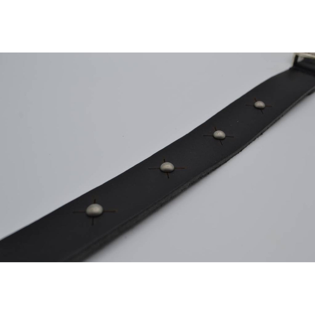 3cm zwarte western stud riem met oud zilveren gesp